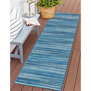 Trans Ocean Liora Manne Marina Stripes Area Rug - Stylish Indoor/Outdoor Geometric Design For Every Space Blue Polypropylene,Polyester Mnar8805203