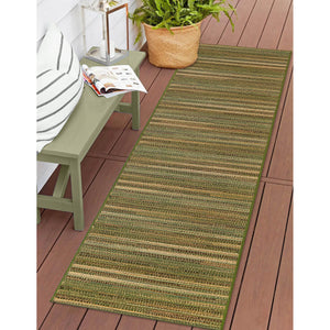 Trans Ocean Liora Manne Marina Stripes Area Rug - Stylish Indoor/Outdoor Geometric Design For Every Space Green Polypropylene,Polyester Mnar8805206