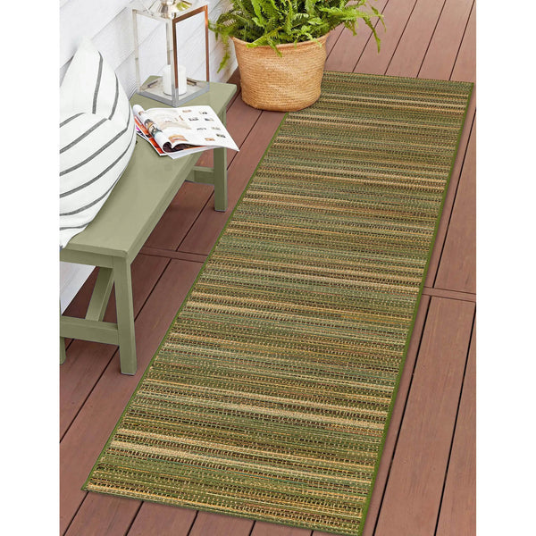 Trans Ocean Liora Manne Marina Stripes Area Rug - Stylish Indoor/Outdoor Geometric Design For Every Space Green Polypropylene,Polyester Mnar8805206