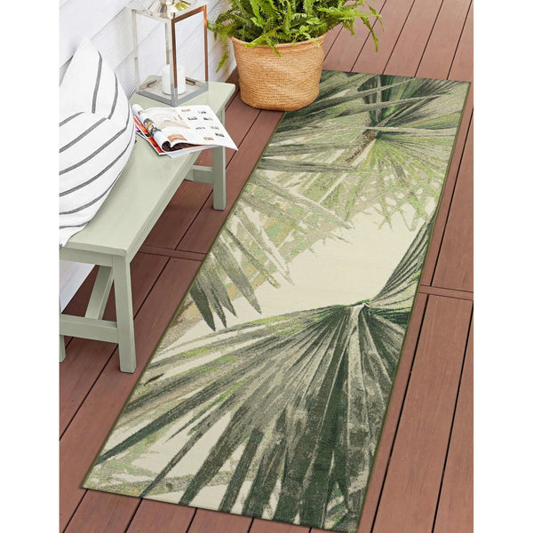 Trans Ocean Liora Manne Marina Palm Fan Area Rug - Vibrant Botanical Design For Indoor/Outdoor Spaces Green Polypropylene,Polyester Mnar8818006