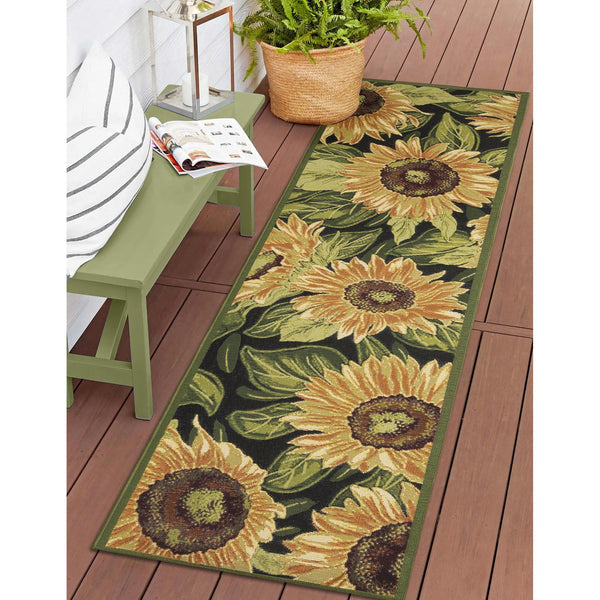Trans Ocean Liora Manne Marina Sunflower Indoor/Outdoor Pillow - Vibrant Floral Design For Stylish Spaces Black Polypropylene,Polyester Mnar8818448