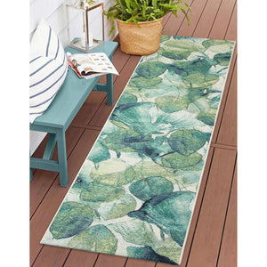 Trans Ocean Liora Manne Marina Botanical Indoor/Outdoor Area Rug - Vibrant Lotus Design For Fresh Spaces Green Polypropylene,Polyester Mnar8818906
