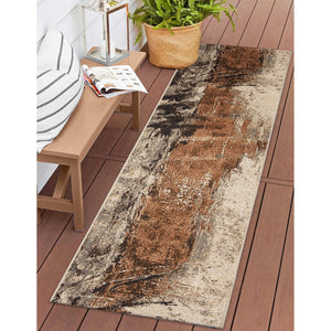 Trans Ocean Liora Manne Marina Contemporary Indoor/Outdoor Area Rug - Bold Abstract Design For Modern Spaces Gold Polypropylene,Polyester Mnar8819719