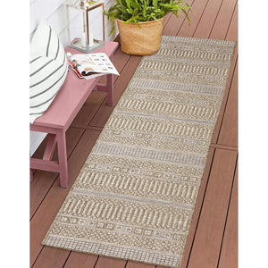 Trans Ocean Liora Manne Orly Stripe Indoor/Outdoor Area Rug - Rustic Transitional Design For Any Space Natural Polypropylene Olyr8648112