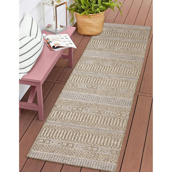 Trans Ocean Liora Manne Orly Stripe Indoor/Outdoor Area Rug - Rustic Transitional Design For Any Space Natural Polypropylene Olyr8648112