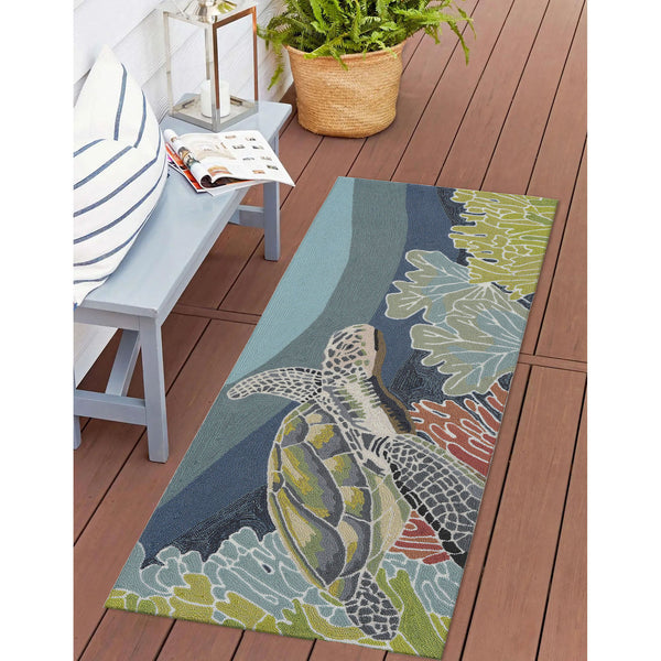 Trans Ocean Liora Manne Ravella Akumal Indoor/Outdoor Area Rug - Coastal Turtle Design For Vibrant Spaces Blue Polypropylene,Acrylic Rvlr5225704
