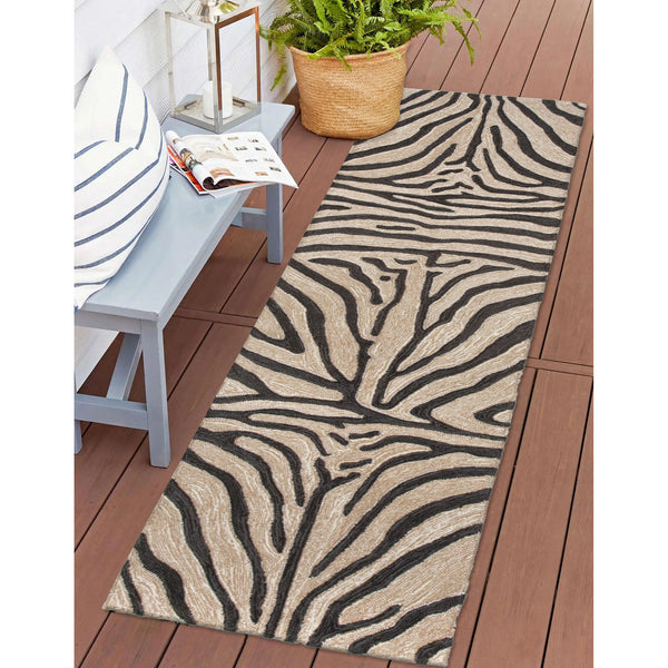 Trans Ocean Liora Manne Ravella Indoor/Outdoor Durable Zebra Print Area Rug - Stylish Addition To Any Space Black Polypropylene,Acrylic Rvlr8203348