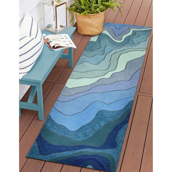 Trans Ocean Liora Manne Ravella Mykonos Indoor/Outdoor Area Rug - Coastal Contemporary Design For Any Space Blue Polypropylene,Acrylic Rvlr8226703