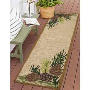 Trans Ocean Liora Manne Ravella Forest Border Indoor/Outdoor Area Rug - Botanical Pinecone Design For Any Space Natural Polypropylene,Acrylic Rvlr8230712