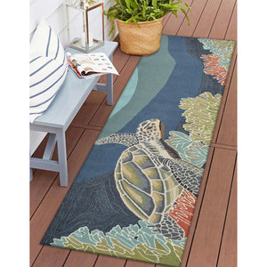 Trans Ocean Liora Manne Ravella Akumal Indoor/Outdoor Area Rug - Coastal Turtle Design For Vibrant Spaces Blue Polypropylene,Acrylic Rvl34225704