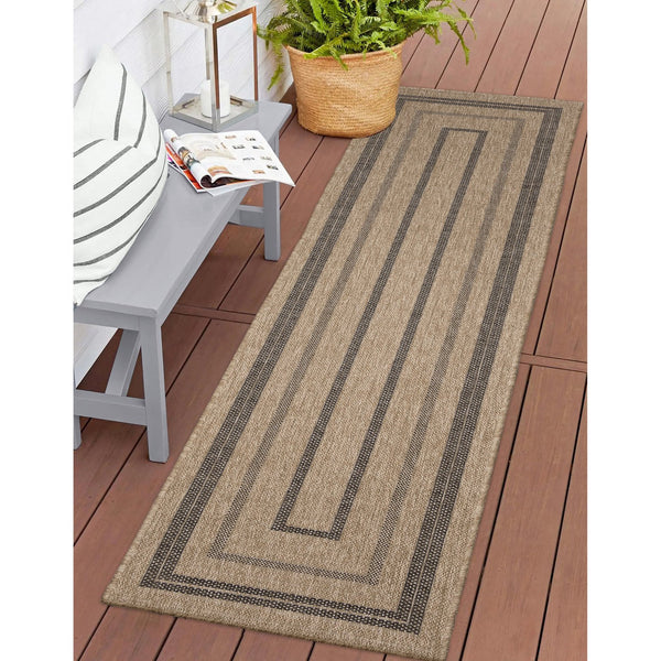 Trans Ocean Liora Manne Sahara Multi Border Indoor/Outdoor Area Rug - Stylish Geometric Design For Any Space Natural Polypropylene,Polyester Sahr8718512