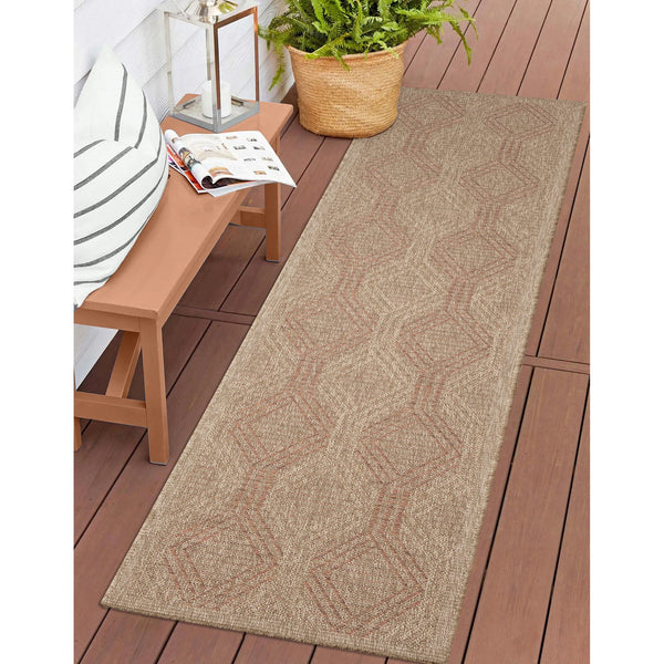 Trans Ocean Liora Manne Sahara Links Indoor/Outdoor Area Rug – Stylish Geometric Design For Versatile Spaces Rust Polypropylene,Polyester Sahr8718614