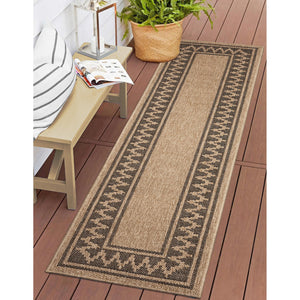 Trans Ocean Liora Manne Sahara Diamond Border Area Rug – Stylish Indoor/Outdoor Accent With Geometric Design Natural Polypropylene,Polyester Sahr8719212