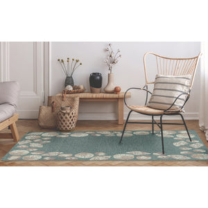 Trans Ocean Liora Manne Capri Seashell Border Handmade Area Rug – Durable Coastal Design For Indoor/Outdoor Spaces Blue Polyester,Acrylic Cap46172304