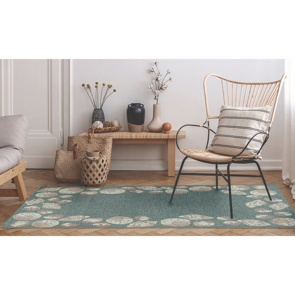 Trans Ocean Liora Manne Capri Seashell Border Handmade Area Rug – Durable Coastal Design For Indoor/Outdoor Spaces Blue Polyester,Acrylic Cap46172304