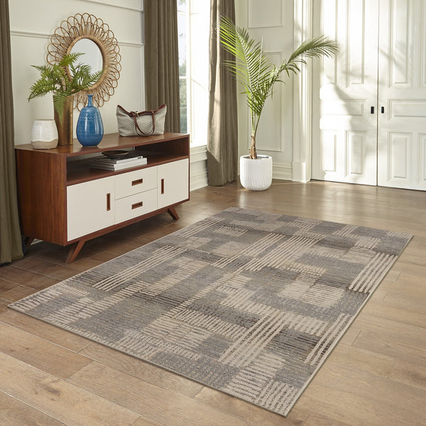 Trans Ocean Liora Manne Riviera Lines Area Rug - Contemporary Geometric Design For Indoor/Outdoor Spaces Natural Polypropylene Rva45684512