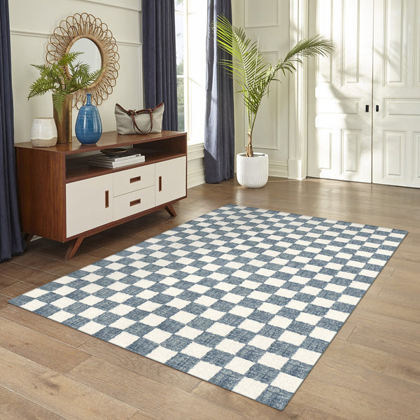 Trans Ocean Liora Manne Savannah Indoor Hand-tufted Wool Area Rug – Elegant Checkerboard Design For Modern Homes Blue Wool Pile Svh23951303