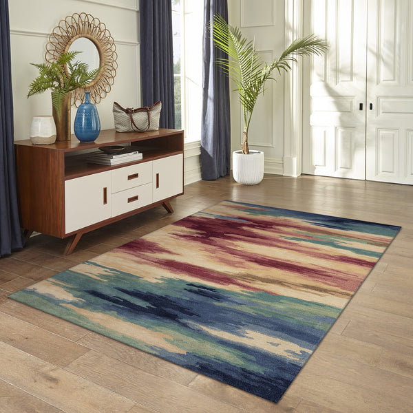 Trans Ocean Liora Manne Tivoli Plush Handmade Wool Area Rug - Contemporary Abstract Design For Elegant Spaces Multi Wool Tiv46814344