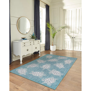 Trans Ocean Liora Manne Carmel Coastal Turtle Indoor/Outdoor Area Rug - Vibrant Beach Style For Any Space Blue Polypropylene,Polyester Cre45841304