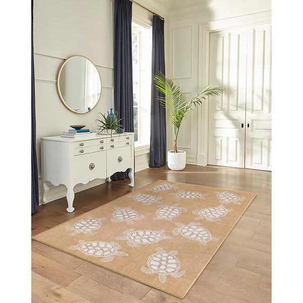 Trans Ocean Liora Manne Carmel Coastal Turtle Indoor/Outdoor Area Rug - Vibrant Beach Style For Any Space Natural Polypropylene,Polyester Cre45841312