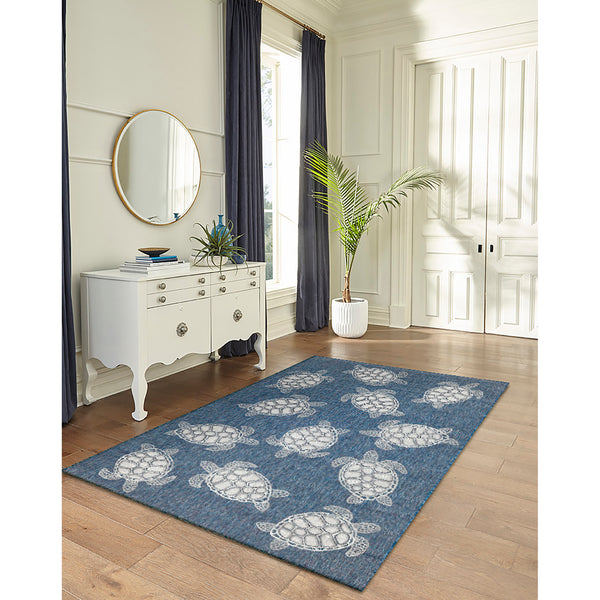 Trans Ocean Liora Manne Carmel Coastal Turtle Indoor/Outdoor Area Rug - Vibrant Beach Style For Any Space Navy Polypropylene,Polyester Cre45841333