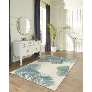 Trans Ocean Liora Manne Carmel Palm Indoor/Outdoor Area Rug – Tropical Botanical Leaf Design For Any Space Blue Polypropylene,Polyester Cre69843904
