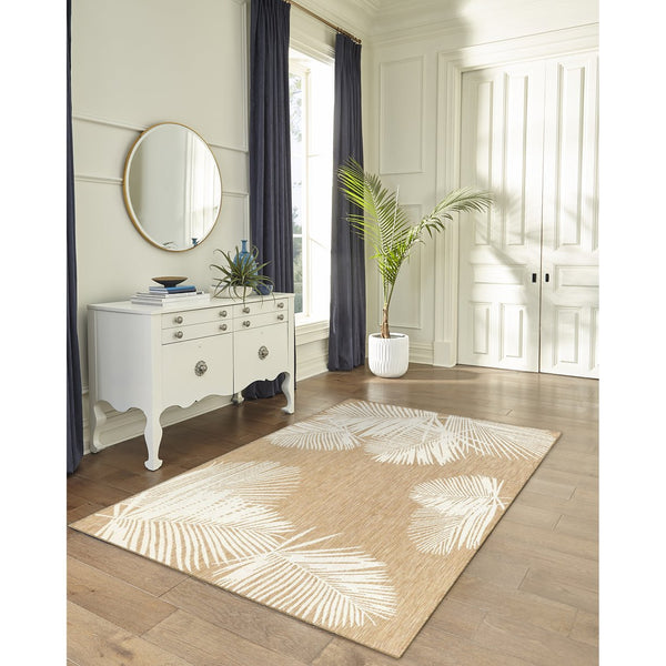 Trans Ocean Liora Manne Carmel Palm Indoor/Outdoor Area Rug – Tropical Botanical Leaf Design For Any Space Beige Polypropylene,Polyester Cre69843912