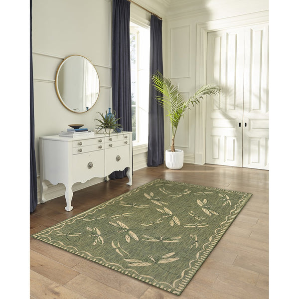 Trans Ocean Liora Manne Carmel Dragonfly Indoor/Outdoor Area Rug – Vibrant Nature Design For Stylish Spaces Green Polypropylene,Polyester Cre58844006