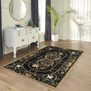 Trans Ocean Liora Manne Marina Dream Garden Area Rug - Elegant Medallion Floral Design For Indoor/Outdoor Use Black Polypropylene,Polyester Mna91823947