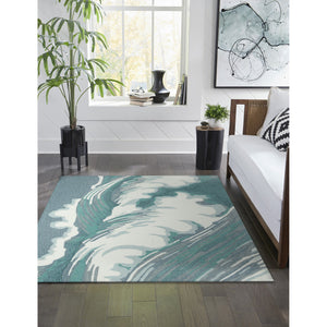 Trans Ocean Liora Manne Capri Wave Indoor/Outdoor Area Rug – Stunning Coastal Design For Elegant Spaces Blue Polyester,Acrylic Cap34175594