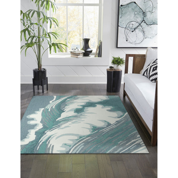 Trans Ocean Liora Manne Capri Wave Indoor/Outdoor Area Rug – Stunning Coastal Design For Elegant Spaces Blue Polyester,Acrylic Cap34175594