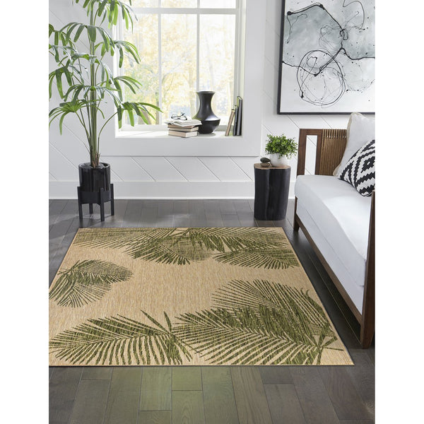 Trans Ocean Liora Manne Carmel Palm Indoor/Outdoor Area Rug – Tropical Botanical Leaf Design For Any Space Green Polypropylene,Polyester Cre58843906