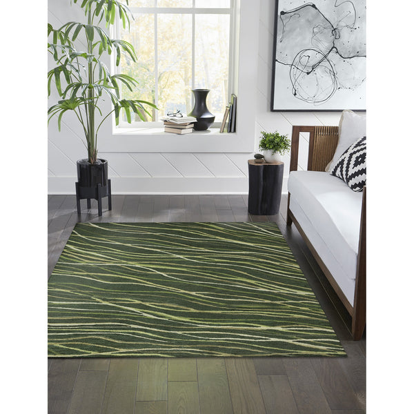 Trans Ocean Liora Manne Horizon Ribbons Indoor Area Rug - Hand Tufted Wool With Contemporary Wave Design Green Wool Pile Hrn57786516