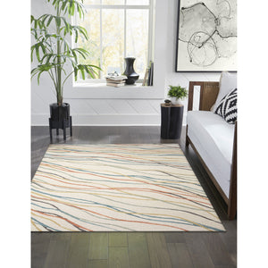 Trans Ocean Liora Manne Horizon Ribbons Indoor Area Rug - Hand Tufted Wool With Contemporary Wave Design Ivory Wool Pile Hrn81786523