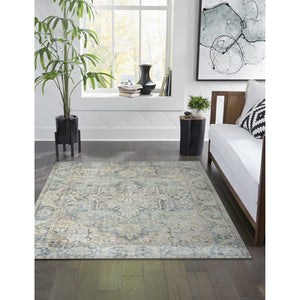 Trans Ocean Liora Manne Inspirations Heriz Indoor Area Rug - Distressed Medallion Design For Elegant Spaces Blue Polyester Isp45111203