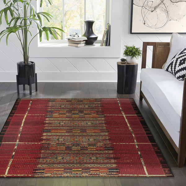 Trans Ocean Liora Manne Marina Tribal Stripe Indoor/Outdoor Pillow - Vibrant Geometric Accent For Any Space Red Polypropylene,Polyester Mna69805724