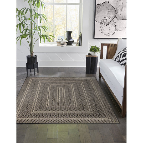 Trans Ocean Liora Manne Monaco Multi Border Area Rug - Stylish Indoor/Outdoor Design For Elegant Spaces Black Polypropylene Moc69628048