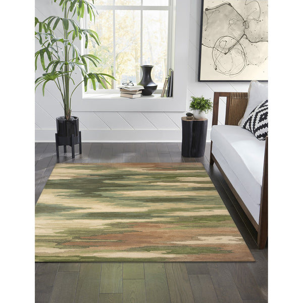 Trans Ocean Liora Manne Tivoli Plush Handmade Wool Area Rug - Contemporary Abstract Design For Elegant Spaces Green Wool Tiv81814306