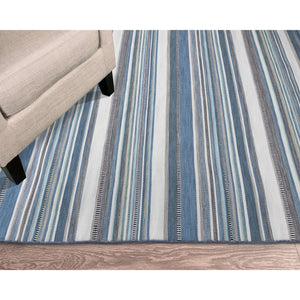 Trans Ocean Liora Manne Sonoma Malibu Stripe Indoor/Outdoor Area Rug - Stylish Hand Woven Geometric Accent Blue Polyester,Acrylic Sno57625804