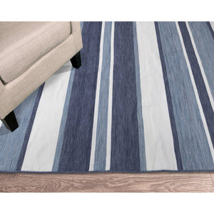 Trans Ocean Liora Manne Sorrento Boat Stripe Indoor/Outdoor Area Rug - Hand Woven, Fade Resistant & Versatile Navy Polyester,Acrylic Srn57631733