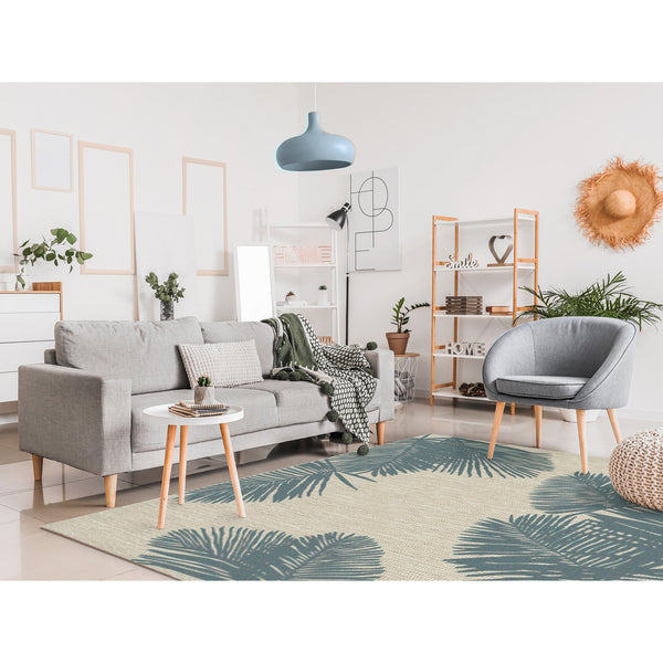 Trans Ocean Liora Manne Carmel Palm Indoor/Outdoor Area Rug – Tropical Botanical Leaf Design For Any Space Blue Polypropylene,Polyester Cres8843904