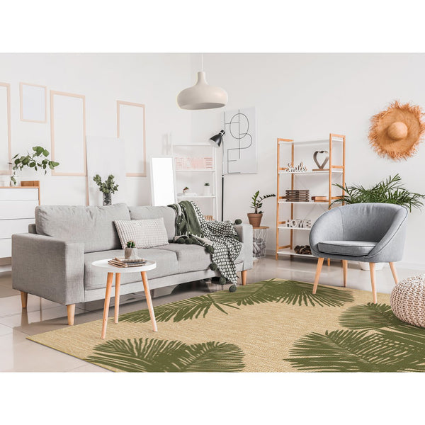 Trans Ocean Liora Manne Carmel Palm Indoor/Outdoor Area Rug – Tropical Botanical Leaf Design For Any Space Green Polypropylene,Polyester Cres8843906