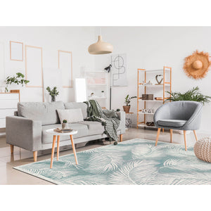 Trans Ocean Liora Manne Carmel Fronds Botanical Indoor/Outdoor Area Rug - Elegant Transitional Design For Any Space Blue Polypropylene,Polyester Cres8847404