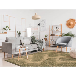 Trans Ocean Liora Manne Carmel Fronds Botanical Indoor/Outdoor Area Rug - Elegant Transitional Design For Any Space Green Polypropylene,Polyester Cres8847406