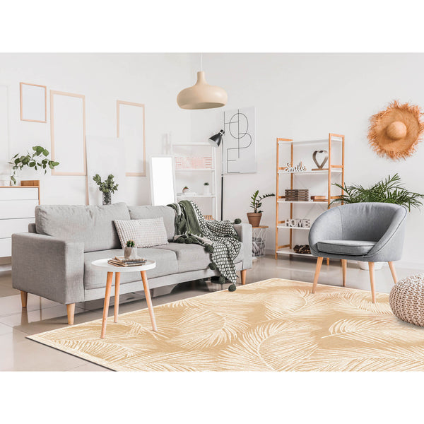 Trans Ocean Liora Manne Carmel Fronds Botanical Indoor/Outdoor Area Rug - Elegant Transitional Design For Any Space Beige Polypropylene,Polyester Cres8847412