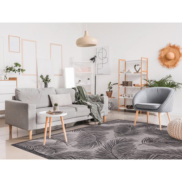 Trans Ocean Liora Manne Carmel Fronds Botanical Indoor/Outdoor Area Rug - Elegant Transitional Design For Any Space Black Polypropylene,Polyester Cres8847448