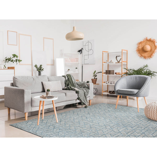 Trans Ocean Liora Manne Carmel Pyramid Indoor/Outdoor Area Rug - Contemporary Geometric Design For Stylish Spaces Blue Polypropylene,Polyester Cres8849604