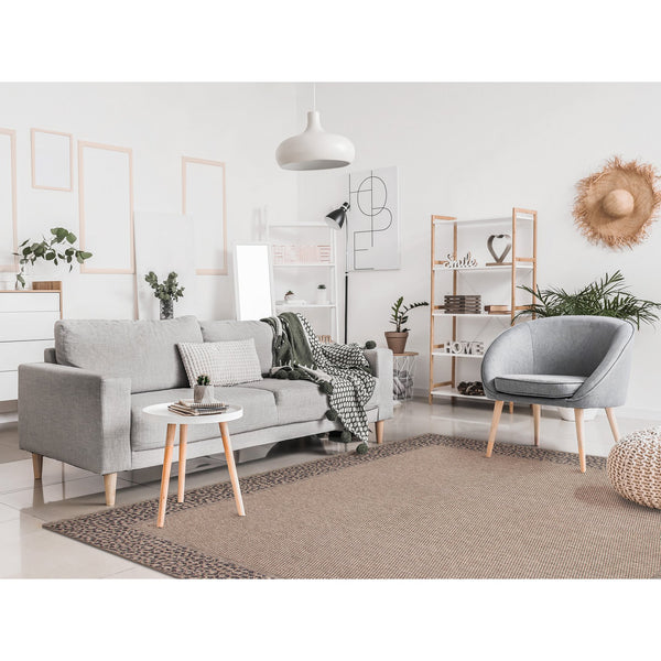 Trans Ocean Liora Manne Monaco Leopard Border Area Rug - Stylish Indoor/Outdoor Flatweave With Animal Print Design Natural Polypropylene Mocs8628212