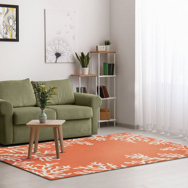 Trans Ocean Liora Manne Capri Coastal Indoor/Outdoor Area Rug - Vibrant Tropical Design For Any Space Orange Polyester,Acrylic Cap23162017