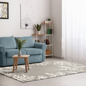 Trans Ocean Liora Manne Capri Coastal Indoor/Outdoor Area Rug - Vibrant Tropical Design For Any Space Silver Polyester,Acrylic Cap46162047